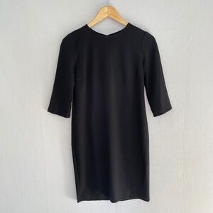 MARINA Women’s Size 8P Black Elbow Length Sleeve Chiffon Back Tie Shift Dress